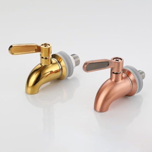 babominimer Dispensador de grifo de vino de acero inoxidable 304 para jugo de bebidas y agua hirviendo con válvula de bola, compatible con barriles de vino, tarros de remojo, barriles de cerveza, oro