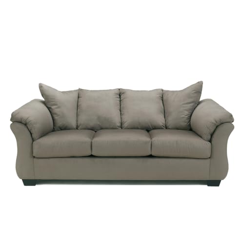 Signature Design by Ashley Darcy Microfiber 3-Seat Sofa Couch, Cobblestone
