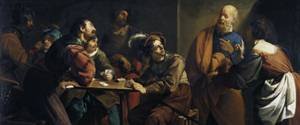 Peinture à l'huile The Denial de St Peter Rombouts pour collectionneur d'art