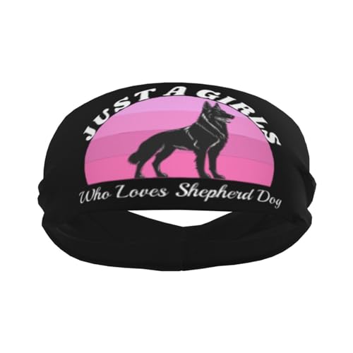 Just A Girls Who Loves German Shepherd Dog Adjustable Sports Headband Moisture Wicking Sweatband for Running Workout2