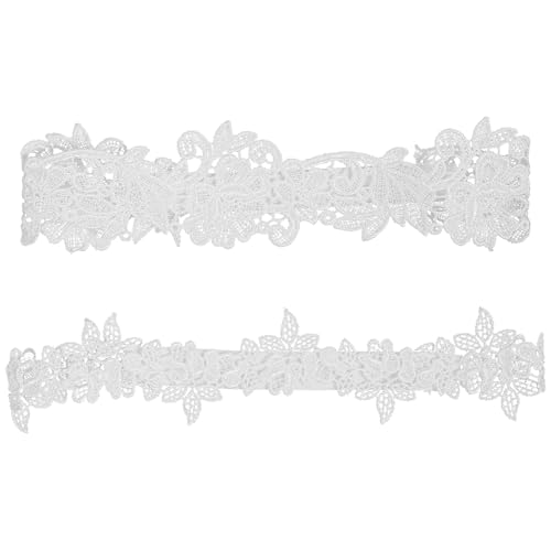Nogeqi 2 Stück Strumpfband Hochzeit Braut Spitze Strumpfband Weisses Brautstrumpfband Hochzeitsstrumpfband Tradition Wedding Garters für Braut,...