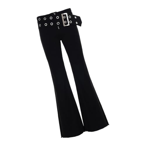 Jeans évasés pour soirées rock et concerts punk coupe bootcut taille basse à œillets