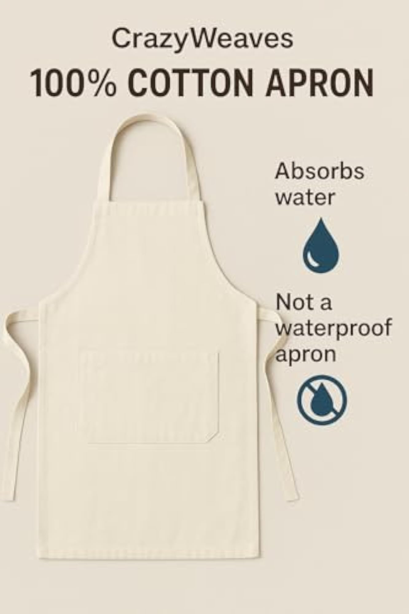 Cotton Kitchen Apron for Adults, Adjustable