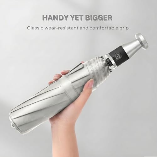 Image of GINOYA BROTEHRS Automatic Open & Close Umbrella with UV Protection - Large Windproof Stick & Compact Folding Travel Umbrella, Waterproof Heavy Duty Frame for Men & Women