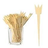 TreeMVI-200pcs Fancy Cocktail Picks: 4IN Crown Long Toothpicks Bamboo Skewers Sticks for Appetizers, Fruit, Dessert