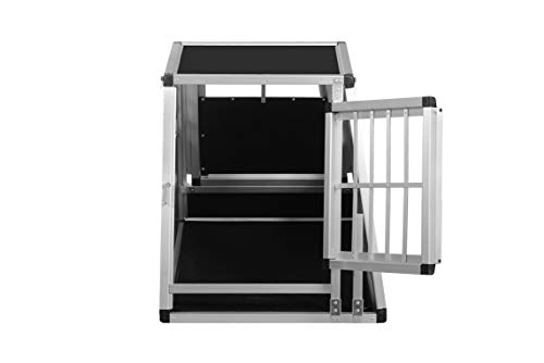 ALPUNA Transportbox N24 – Aluminium Hundebox 82×60×63 cm – Auto Hundebox mit Notausstieg, sicherer Hundetransport im Kofferraum