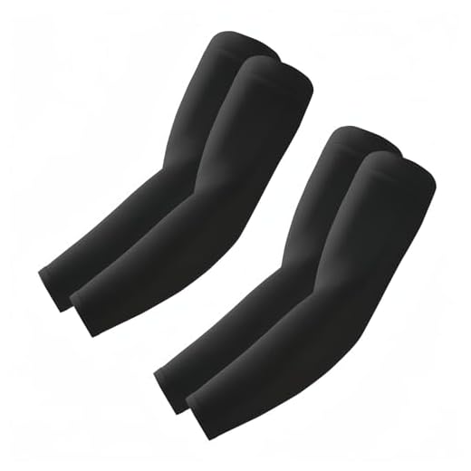 ROXUN 2 Pairs Arm Sleeves, Cooling UV Sun Protection Sports Compression for Men/Women 2 Black