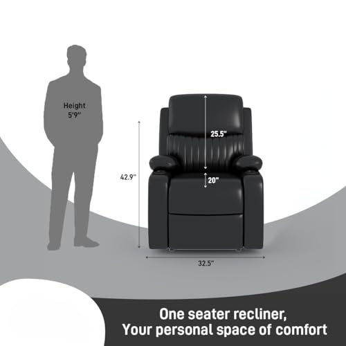 Image of Amazon Brand - Solimo Orleans | Single Seater Sofa Recliner | Manual Recliner (Leatherette Black)
