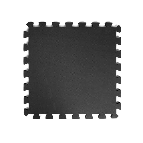 Image of EASY HOME Gym Mats for Floor for Home and Living Room, Interlocking Rubber Floor Gym Mat for Workout at Home, Super Absorbent EVA Foam Workout Mat- 60x60cm - 12mm, Black & Grey (12 Tiles - 48Sqft)