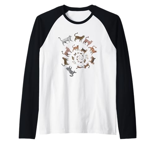 Infinite Cats, Love Cats, divertido design de Cats para Cat t-shirt manga Raglan, Preto, S