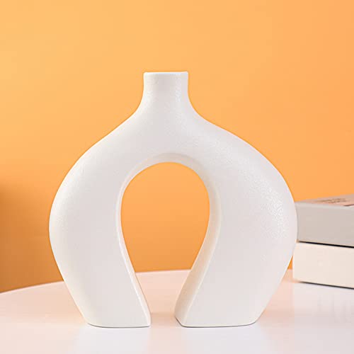 Keramikvase für Dekoration, Vasen für Pampasgras, Moderne abstrakte Vasen für Heimdekoration, für modernen Tisch, Bücherregal, Couchtischdekoration, weiße Vasen, Heimdekoration Cover
