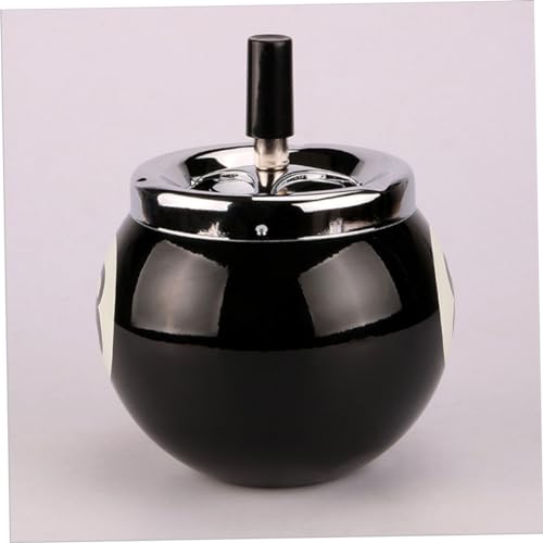 Cendrier fermé boule de billard noir contre odeurs tabac bureau - 5