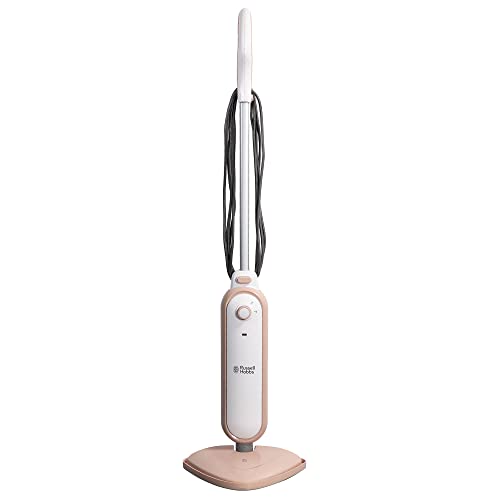 Russell Hobbs Steam & Clean Upright Steam Mop in Blush Pink, 1.4kW 380ml Water Tank, 8m Cord RHSM1001BP-G + Replacement Steam Mop Pads for RHSM1001-G Steam & Clean Mop, Pack of 5, RHPAD1001-G