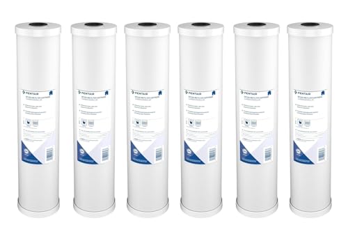 Image of Pentair Pentek RFC-20BB Big Blue Carbon Water Filter, Whole House Heavy Duty Radial Flow Carbon Replacement Cartridge with Granular Carbon (GAC) Filter, 20 inch x 4.5 inch, 25 Micron, Pack of 6, White