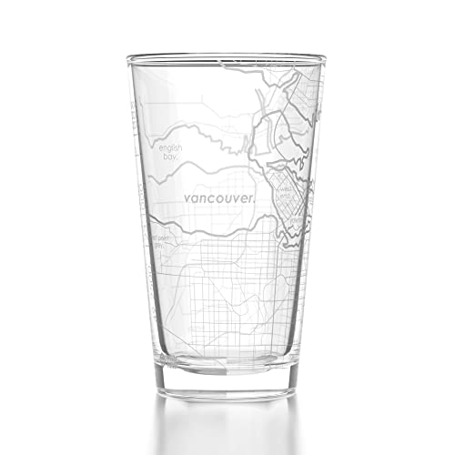 Well Told Vancouver Canada Map Pint Glass 16 oz