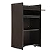 Mobile Wooden Podium with Sliding Side Board, 46in Floor Standing Lectern Podium Stand with Storage Shelves & 4 Wheels (2 Lockable) for Classrooms Seminars Office School Black