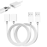 ONGAHON Charger Adapter Compatible with Apple Pencil 1st Generation, 2 Pack (1FT/30CM) USB A Male to Lightning Female,iPencil 1 Accessories for i Pad Pen First Gen Charging Cable White