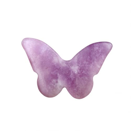 Lumisoul Natural Crystal Agate Raw Stone Carved Butterfly – DIY Making Gemstone Accessories (Lepidolite, 5)