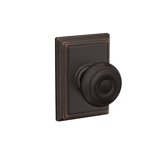 Image of Schlage F10 GEO 716 ADD Georgian Door Knob with Addison Trim, Hall & Closet Passage Lock, Aged Bronze