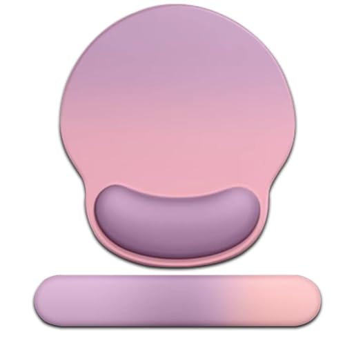 LBJFYHJN Mouse Pad Wrist Rest, Keyboard Wrist Rest Support & Mouse Pad Set, Gradient Colour Mouse Mat, Ergonomic Raised Memory Foam for Computer, Laptop, Office&Home (Purple)