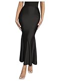 Verdusa Women's High Waist Ruffled Fishtail Bodycon Maxi Long Skirt Black M