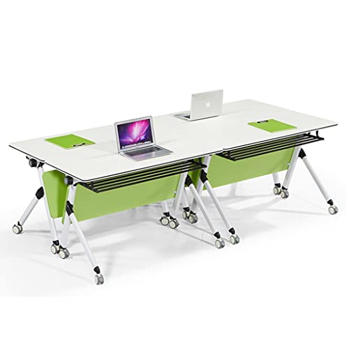 Guinjo Foldable Meeting Tables, Flip Top Mobile Training Table With Modesty And Lockable Wheels, Ready To Unfold And Use (Color : White(4 Pcs), Size : 180 * 50 * 75Cm) #TOP30