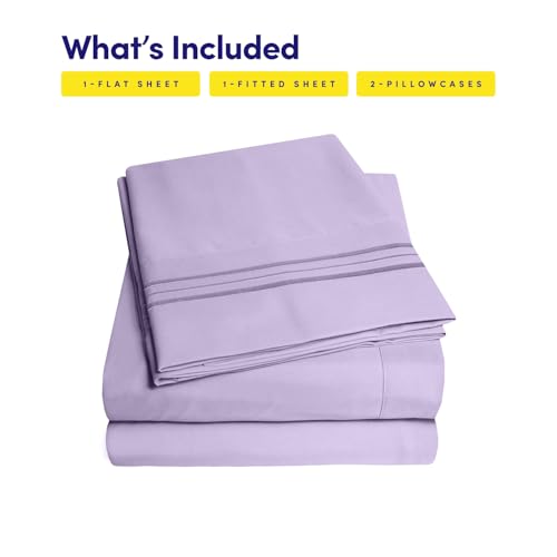Image of 1500 Supreme Collection Full Sheet Sets Lavender - Luxury Hotel Bed Sheets and Pillowcase Set for Full Mattress - Extra Soft, Elastic Corner Straps, Deep Pocket Sheets, Full Lavender