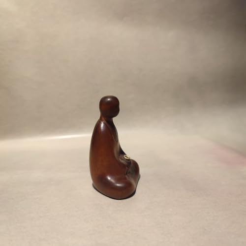 Vintage drewniane ozdoby miniaturowy przedmiot bukszpan rzeźbiony dzieci posąg Buddy prezent świąteczny sztuka uchwyt na kadzidełka