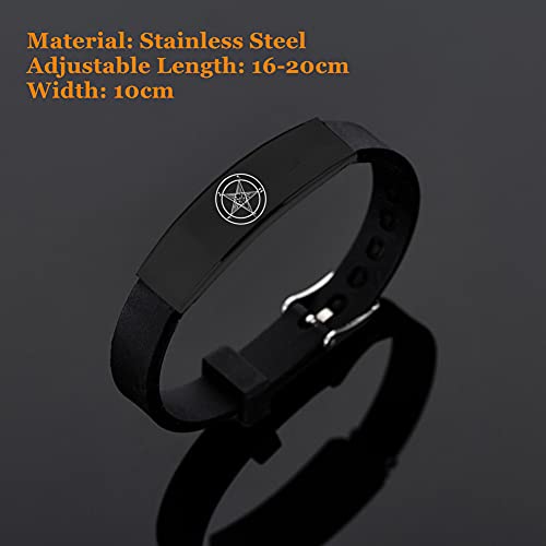 Adjustable Baphomet Sigil of Satan Satanic Protection Symbolism Silicone Bracelet Wristband for Kids Women Men,Inspired Satanas Power Amulet Talisman Bangle from Evil Pagan Mystic Jewelry,Black,Pink2