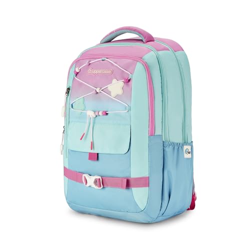 Image of uppercase Luna School Bag for Kids | Purple backpack with Well padded Shoulder Strap and Back | 500 Days Warranty