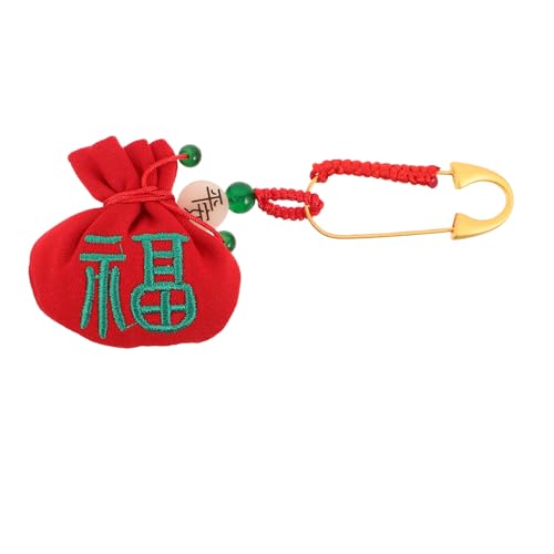 YARNOW Bolsita de recuerdo para bebé: Bolsita china roja con cordón y broche de solapa - Organizador de recuerdos del primer corte de pelo, pequeña para guardar el cabello del feto.