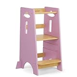 COSYLAND Montessori Lernturm ab 1 Jahr, höhenverstellbarer Learning Tower mit Kippschutz für Kinder, Toddler Tower (Rosa und Holz)