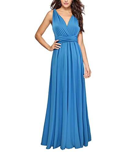 Image of Sexyshine Women's Backless Gown Dress Convertible Multi-Way Wrap Halter Cocktail Dress Bandage Bridesmaid Long Dresses