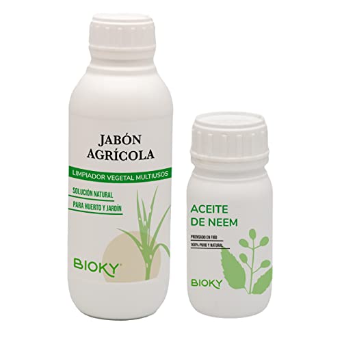 Jabón Agrícola 1L + Aceite de Neem 250ml - Pack Ahorro Protección para Tus Plantas y Huerto | Muy Concentrado y Puro | Más de 70 Aplicaciones | Mosca Blanca, Cochinilla, Pulgón, Araña Roja Cover