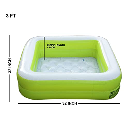 Image of LONGMIRE 3 Ft Sequare with Pump Swimming Pool for Kids | Inflatable & Foldable Baby Bath tub | 0-5 Years | Indoor & Outdoor (Multi Color)