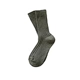 5 Pairs - Women's Autumn and Winter Linen Wool Pile mid-Tube Socks, Fleece Thick Warm Cashmere Stockings - Gray Green - One Size fits All