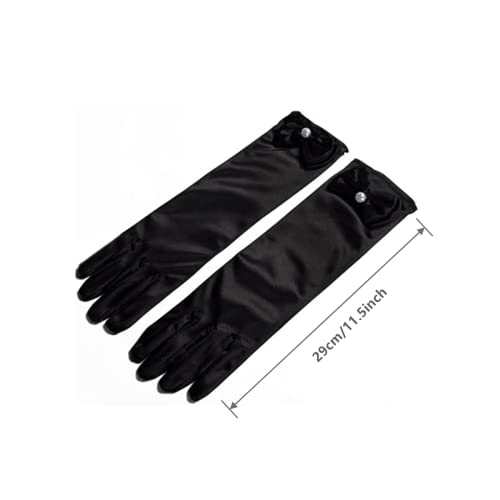 Satin Bowknot Long Glove,Formal pure color long cubits long gloves stretch satin beautiful girl dress party girl children's gloves2