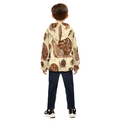 Snail Pattern Print with Spirals Toddler Fleece Jacket Girl Boys Hooded Fleece Jacket Coat Warm Outwear Zip-up 3-10T4
