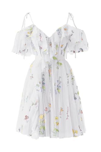 Zepumen Flower Embroidery Homecoming Dresses for Teens Short Ruffle Tulle Mini Prom Party Gowns