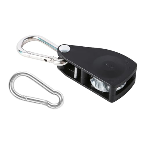 Leefasy Ratchet Pulley System Ratcheting Tie Down 1/4" Rope Tensioning Tool Heavy Duty Rope Tightener Ratchet Rope Hanger for Outdoor Hanging Plants Grow Light and Various Tie-Down Uses, Black