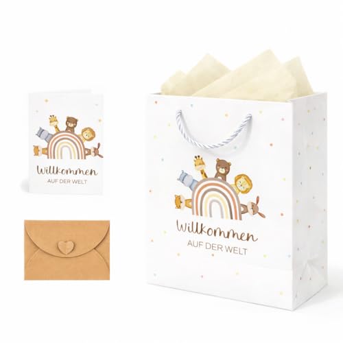 THXFUNAREA Sac Cadeau Grand Format en Papier pour Filles, Enfants, Bébé - avec Poignées et Papier de Soie - Pour Anniversaire, Fête, Baby Shower