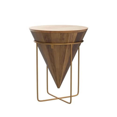 Priti - Brass Fitted Wooden Coffee Table in SHEESHAM Solid Wood CONICAL Shape