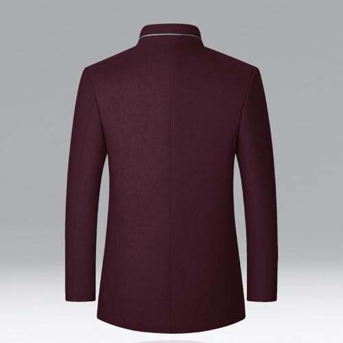 Domary Jaquetas masculinas de mistura de lã tweed blazer com gola bolsos à prova de vento casaco de