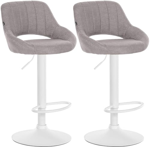 CLP Lot de 2 tabourets de Bar Milet avec revêtement Tissu I Chaise de Bar pivotante avec Dossier et Repose-Pieds, Couleur:Gris, Matériel du Cadre:métal...