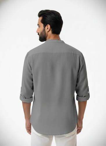Image of Amazon Brand - INKAST Men's Cotton Blend Mandarin Collar Regular Fit Full Sleeve Casual Short Kurta