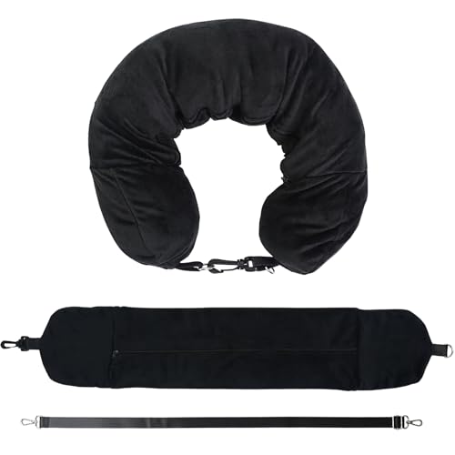 Almohada de viaje con espacio para ropa negra