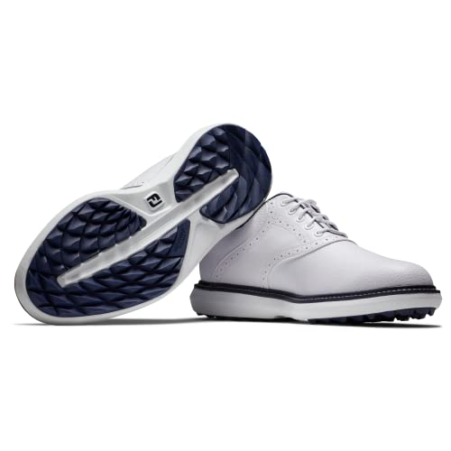 Miniatura 6 de Footjoy Fj Traditions Sin Pinchos, Zapatos De Golf Hombre, Blanco Blanco Azul Marino, 40.5 Eu Ancho