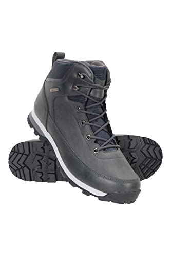 Mountain Warehouse Pilgrim Mens Leather Waterproof Outdoor Boots Full Grain Leather Padded Ankle EVA Midsole Best for Hiking Trekking Outdoors Walking