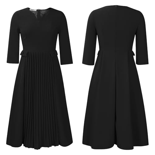Image of Wear to Work Midi Dress for Women Business Casual A-line Dress Elegance Church Outfits