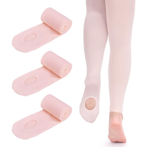3 Pairs Ballet Tights for Girls - Ultra Soft Convertible Transition Dance Tights for Toddlers, Kids, Students - 60D